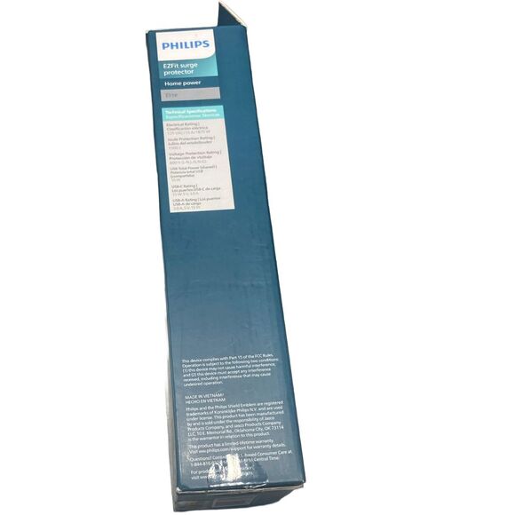 Philips 7 Outlet Surge Protector Power Strip USB Charging 4ft Cord Black - Picture 8 of 8